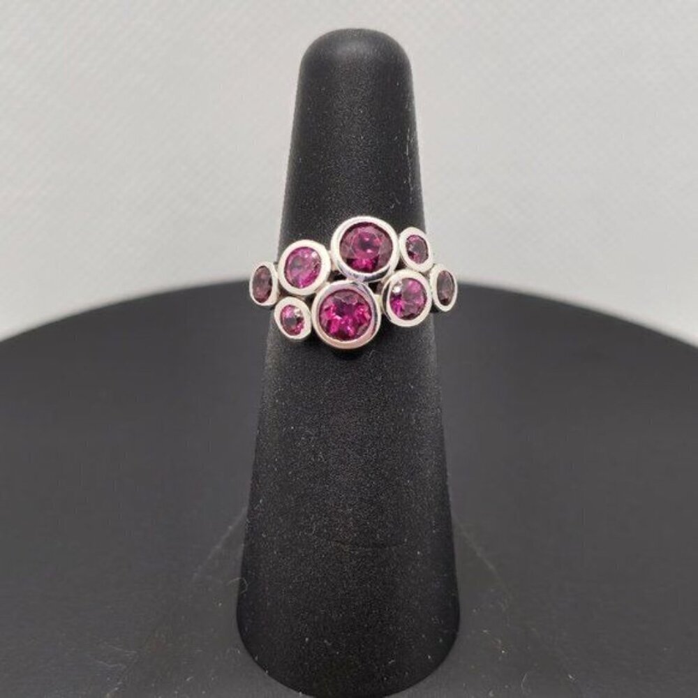 Purplish-Red Garnet Ring in 925 Sterling Silver, Size 5